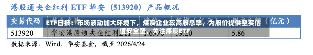 ETF日报：市场波动加大环境下，煤炭企业较高股息率	，为股价提供坚实估值安全垫，关注煤炭ETF-第2张图片