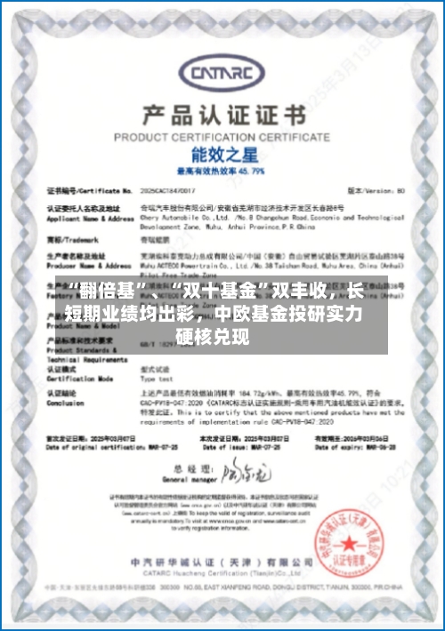 “翻倍基”	、“双十基金	”双丰收，长短期业绩均出彩，中欧基金投研实力硬核兑现-第3张图片