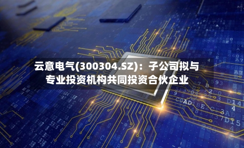 云意电气(300304.SZ)：子公司拟与专业投资机构共同投资合伙企业