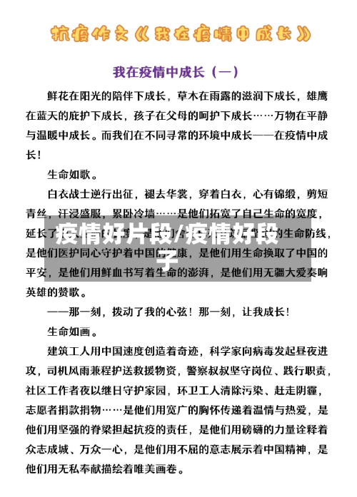 疫情好片段/疫情好段子