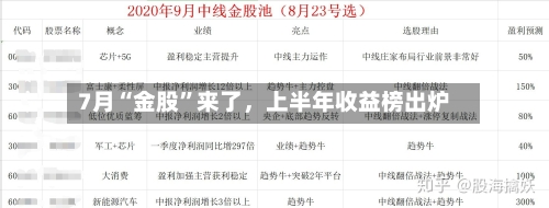 7月“金股	”来了，上半年收益榜出炉-第2张图片