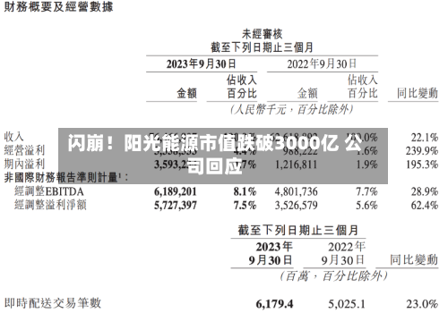 闪崩!阳光能源市值跌破3000亿 公司回应-第2张图片