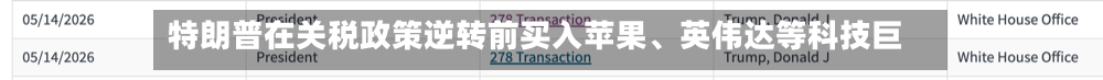 特朗普在关税政策逆转前买入苹果	、英伟达等科技巨头-第2张图片
