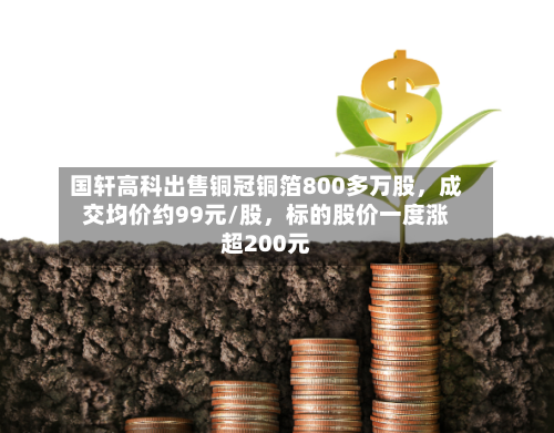 国轩高科出售铜冠铜箔800多万股，成交均价约99元/股	，标的股价一度涨超200元-第3张图片