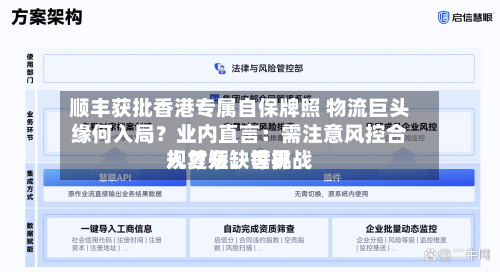 顺丰获批香港专属自保牌照 物流巨头缘何入局？业内直言：需注意风控合规复杂、世界人才短缺等挑战