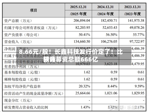8.66元/股!长鑫科技发行价定了!比较高
预计募资总额666亿-第2张图片