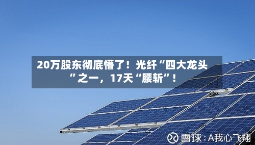 20万股东彻底懵了！光纤“四大龙头”之一	，17天“腰斩”！-第3张图片