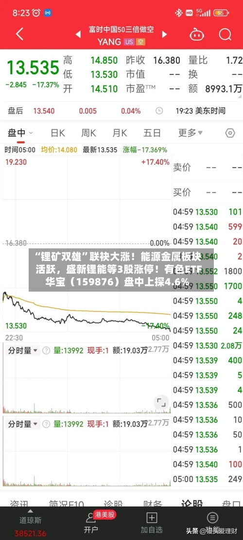 “锂矿双雄	”联袂大涨！能源金属板块活跃，盛新锂能等3股涨停！有色ETF华宝（159876）盘中上探4.6%-第2张图片