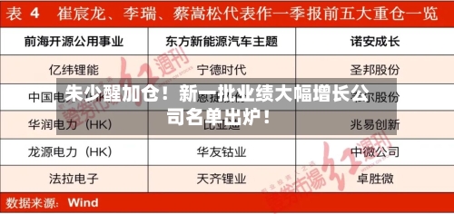 朱少醒加仓！新一批业绩大幅增长公司名单出炉！-第2张图片