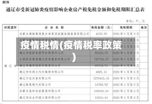 疫情税情(疫情税率政策)