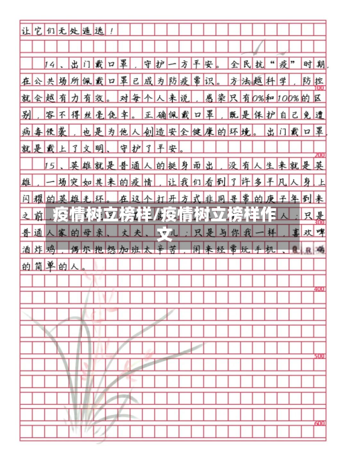 疫情树立榜样/疫情树立榜样作文-第2张图片