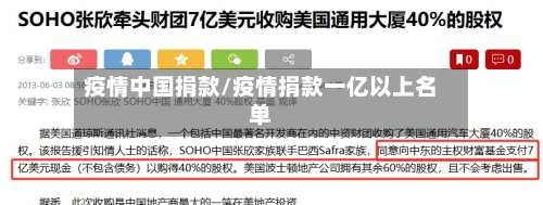 疫情中国捐款/疫情捐款一亿以上名单