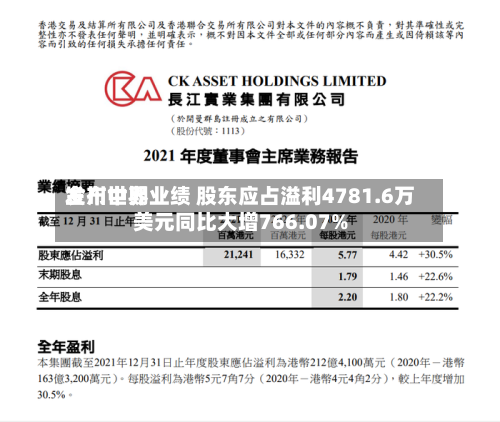 金川世界发布中期业绩 股东应占溢利4781.6万美元同比大增766.07%
