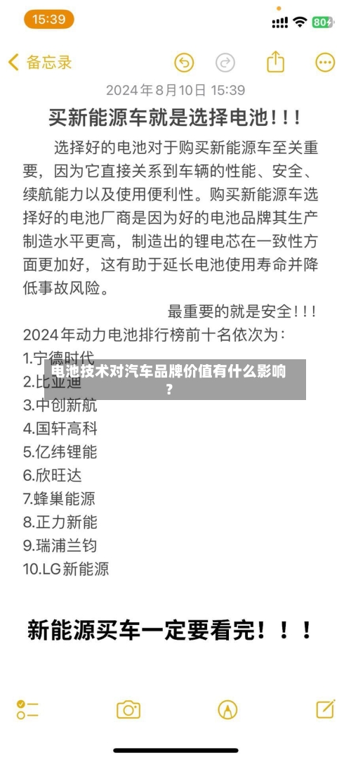 电池技术对汽车品牌价值有什么影响？